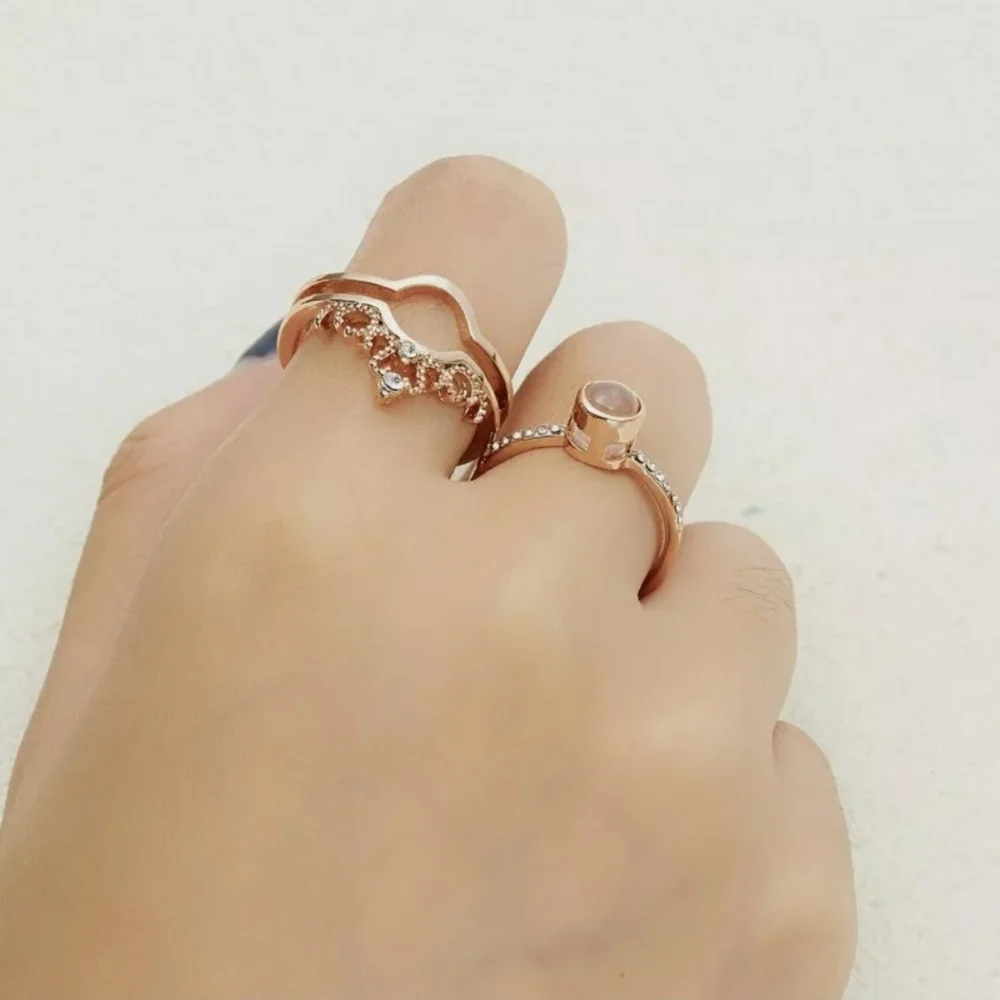 New 2 in 1 I Love You 100 Languages Crown Light Projection Knuckle Ring._4